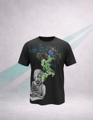 Albert Einstein Graphic T Shirt Size L Black Science Art Space Galaxy Unisex Tee