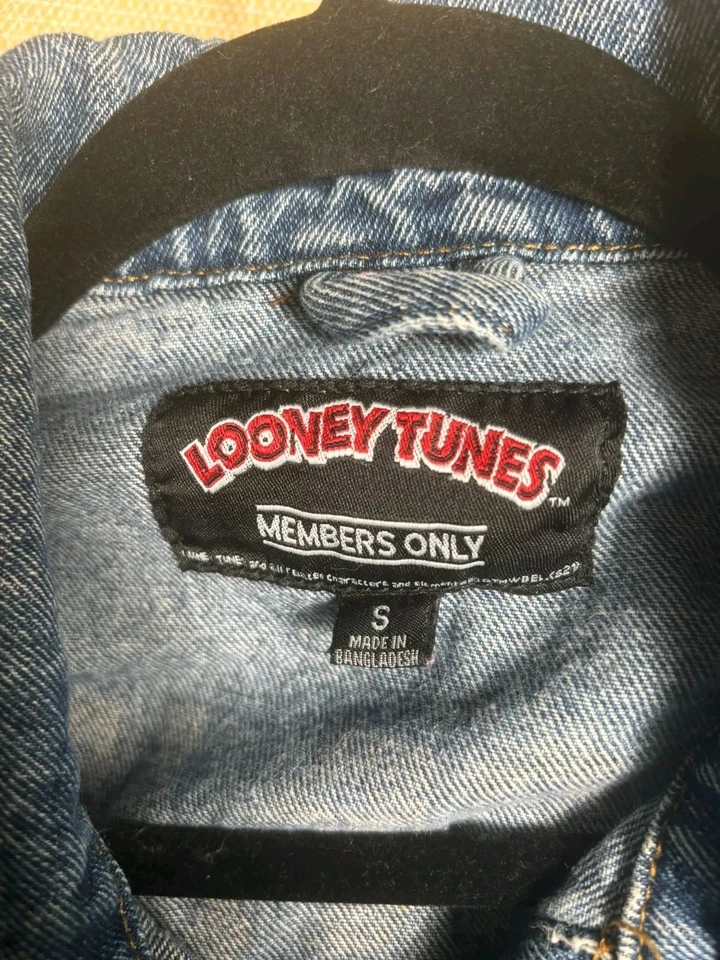 Винтажный членов только пространства Jam Looney Tunes синий джинсовой ткани Jean трек куртка размер S  - Изображение 3 из 4