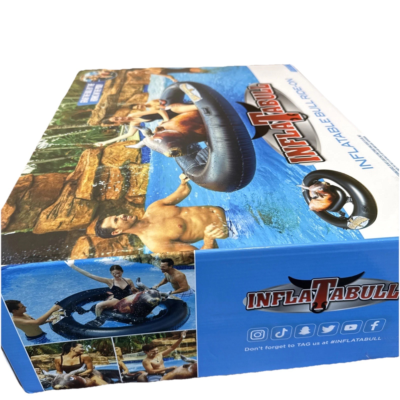 Inflatabull Inflatable Ride On Rodeo Bull Pool Toy Float Ages 9+ New ...