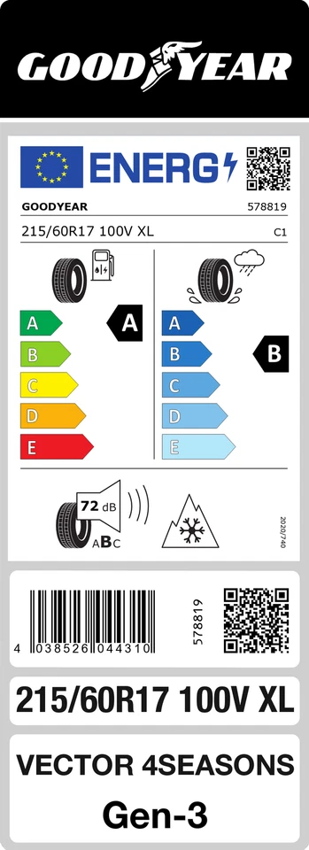 Goodyear Vector 4Seasons Gen-3 215/60 R17 100V XL M+S Ganzjahresreifen - Bild 2 von 2
