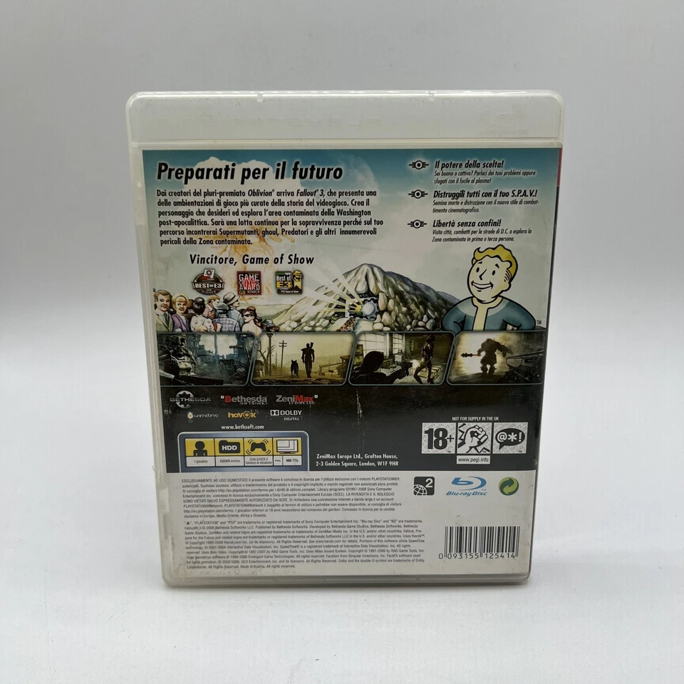 Fallout 3 PS3 sony PLAYSTATION 3 Pal Eng Spiel Verwendet Italienisch Full Mit - Bild 2 von 4