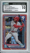 2024 BOWMAN CHROME PROSPECTS #BCP-17 JUSTIN CRAWFORD ROSE GOLD MINI /10 CGC 10