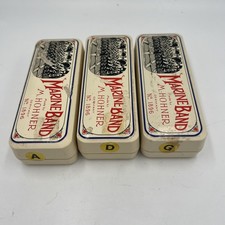 Hohner Marine Band Harmonicas Lot of 3 Keys A, D, G - Orig. Boxes, 1896 Germany