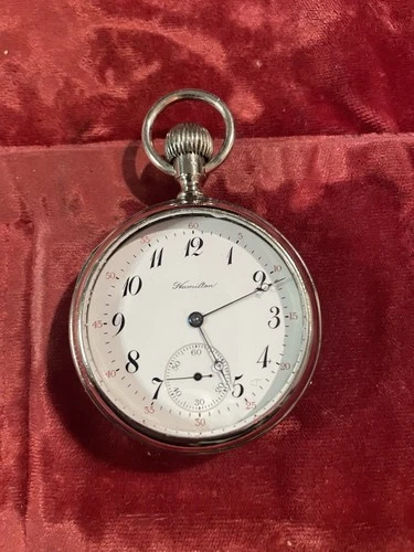 Antique 18s Hamilton Salesman Case 17 Jewel Mechanical Pocket Watch 974 Silver