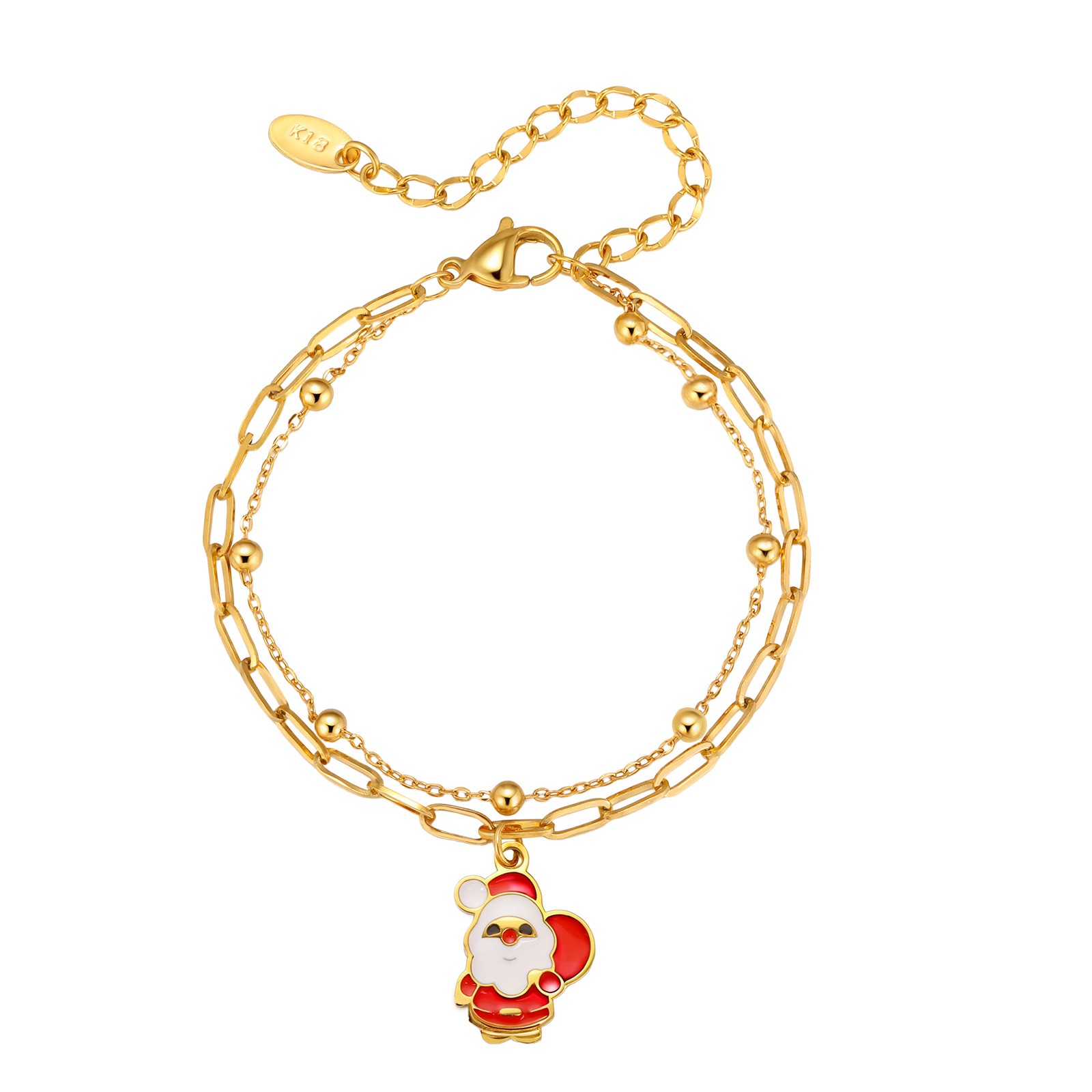 Mujer Doble Capa Navidad Papá Noel Dije Cadena Pulsera Medias Relleno