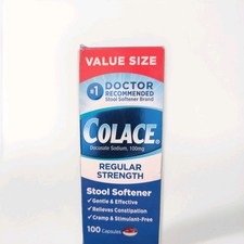 Colace REGULAR Stool Softener 100mg Docusate Sodium 100 Cap Exp: 03/2027