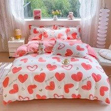 Kids Cartoon Bedding Set Love Hearts Duvet Cover 3PCS Kawaii Duvet Cover Set,...