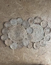 Set of two 2 Domain 100% jute mats flower shape made in India