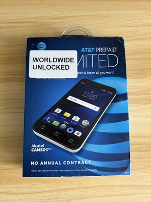 Alcatel - AT&T CAMEOX 4G LTE with 16GB Cell Phone - White (UNLOCKED /Mint/Tello)