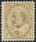 CANADA 1903 SC #92 7 CENTS OLIVE-BISTRE KING EDWARD VII MINT LH CAT $350
