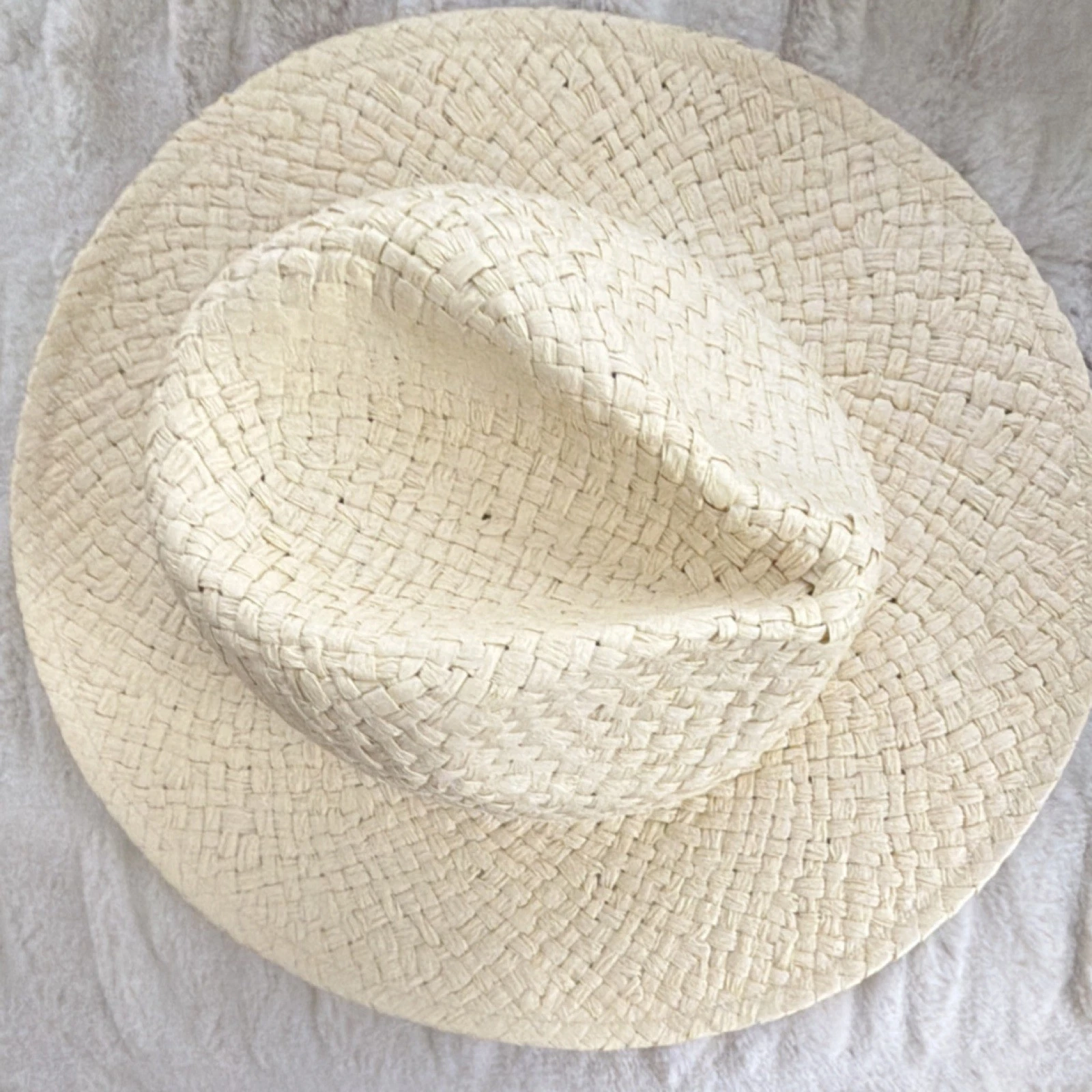 Madewell Woven Sun Hat Beige M/L Women Wide Brim 100% Paper Lightweight