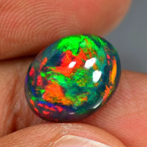 3.61Ct Natural Solid Black Fire Opal Multi color Play VVS-Clarity Gemstone