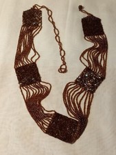 Vtg Luxury Iridescent Beaded Belt In Bugle and Seed Beads Art Deco Style. C