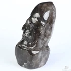 4.6" Smoky Quartz Rock Crystal Hand Carved Crystal Skull Fine Art Sculpture
