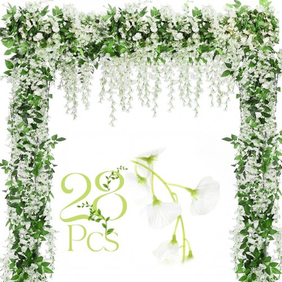 #ad Crowye 28 Pcs 7.2ft pcs Artificial Flowers Wisteria Garland Artificial Wister... $124.68