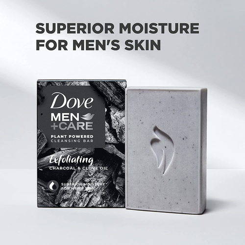 DOVE Herren Kohle Seife Bar Nelkenöl Peeling Körper Gesicht Haar Rasur 5oz 4 Ct. - Bild 6 von 8