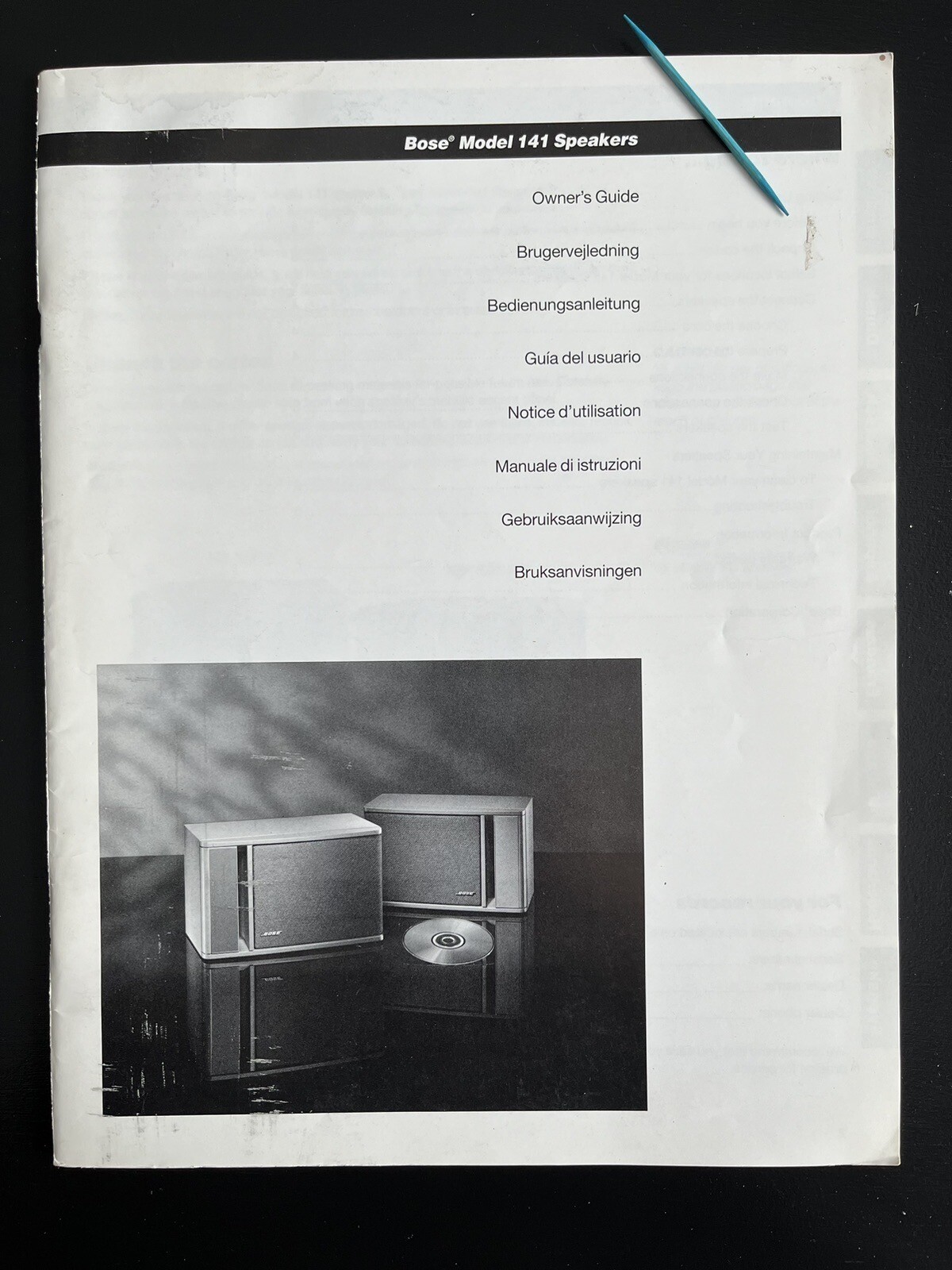 BOSE MODEL 141 SPEAKERS ORIGINAL OWNERS MANUAL JO1247