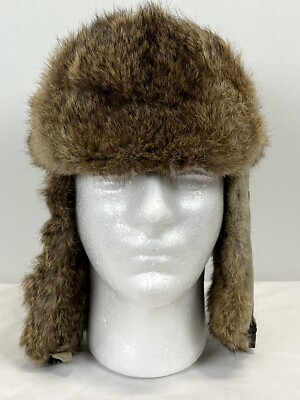 Perry Ellis Real Rabbit Fur Trapper Hat GUC Sz M
