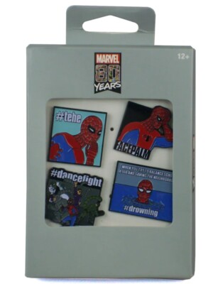 Marvel 80 Years Anniversary Spider-Man Meme Exclusive Enamel Pin Set New In Box