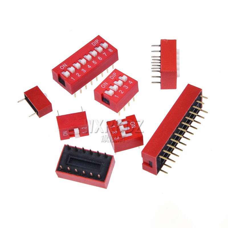 Zovfam Double Row Dip Switch Assorted Kit Box Range 1 2 3 4 6 8 10 Position 2.54mm PCB Mountable On Off Dip DIL Switch,Slide Type Red Toggle Switch For Circuit Breadboards And Arduino 35Pcs