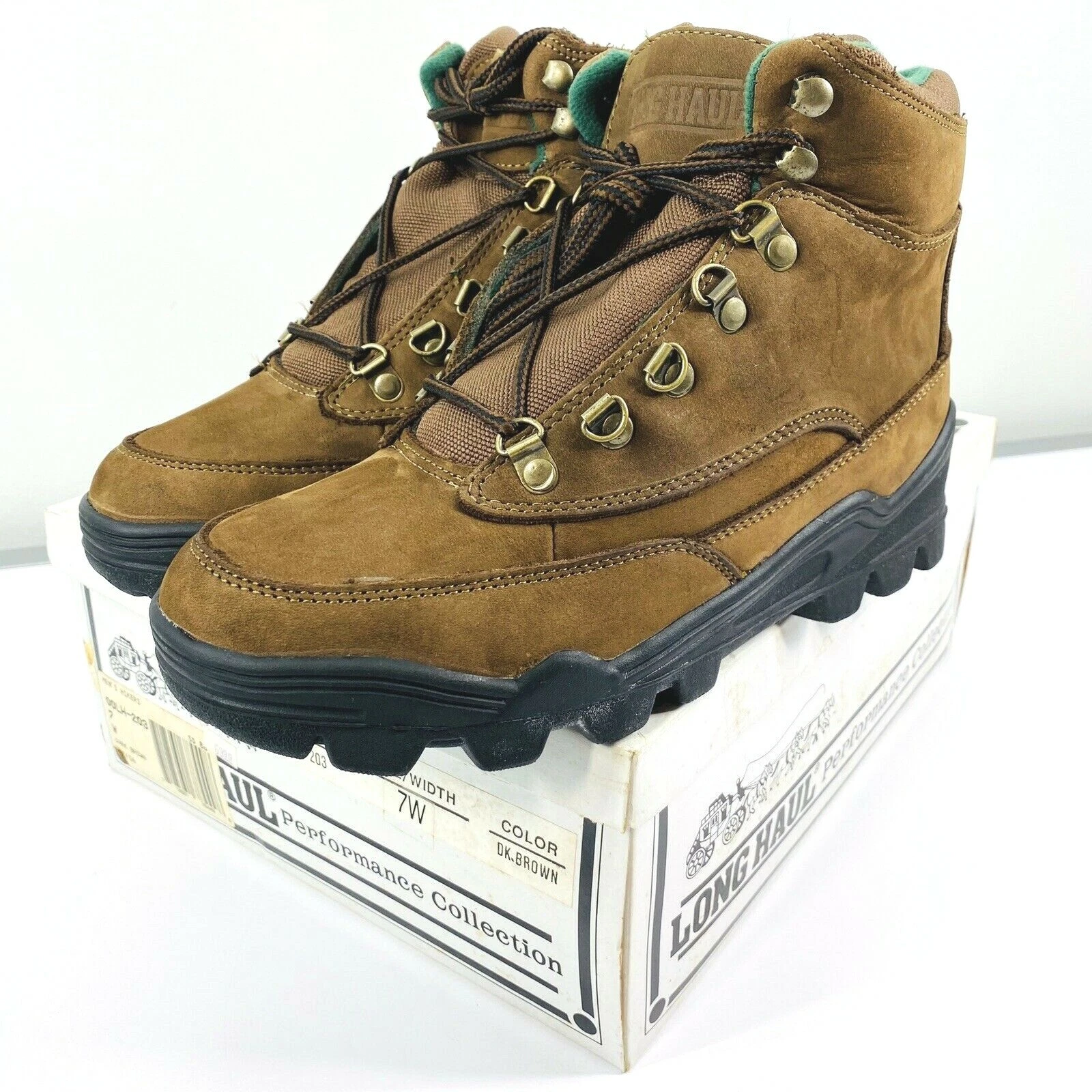 NWB Long Haul Men's Sz 7 Wide Dark Brown Suede Hiking/Work Boots LH-203 SR