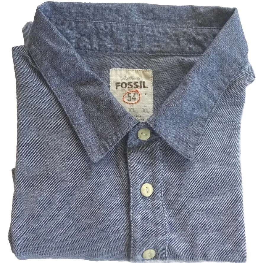 Polo Fossil 54 Para Hombre Manga Corta Abotonado XL Batik Azul Claro Auténtico Foto 2 de 4