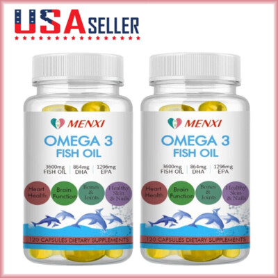 3600mg Omega 3 Fish Oil Capsules 3x Strength EPA & DHA, Highest Potency 240Pills