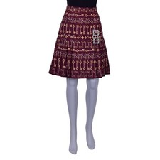 Dolce & Gabbana Brocade Skirt With Key Print Bordeaux Red Gold 07056