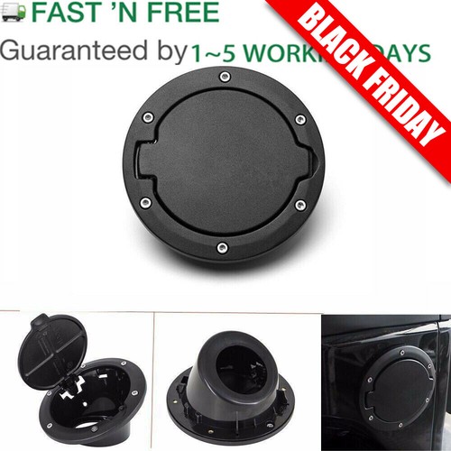 Metal Fuel Door Gas Lid Tank Cap Cover Black For 20072017 Jeep