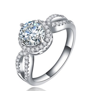 Authentic White Gold Plated Classic Style Made with Swarovski Crystal(R909-55)