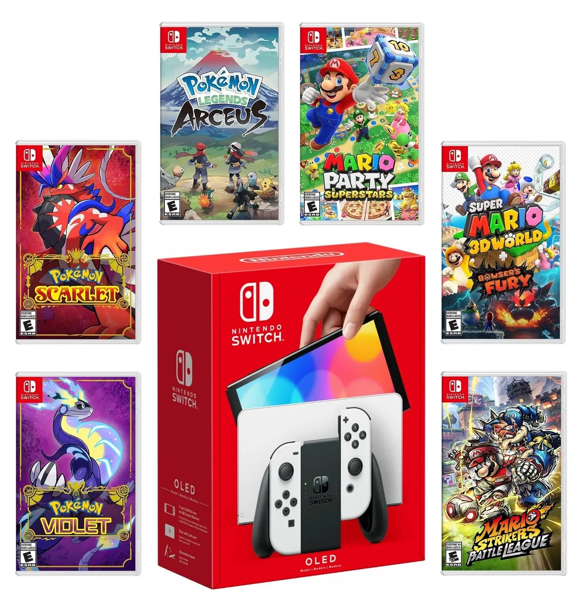 Nintendo Switch OLED White & Select Game Bundle