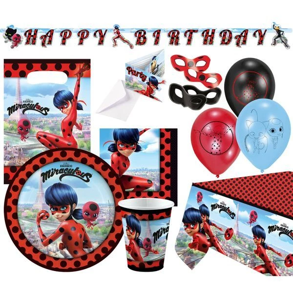 Kit Anniversaire 16 personnes Miraculous - My Party Kidz