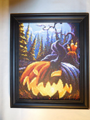 Diamond Dotz Scary Halloween Jack-O-Lantern Framed Picture