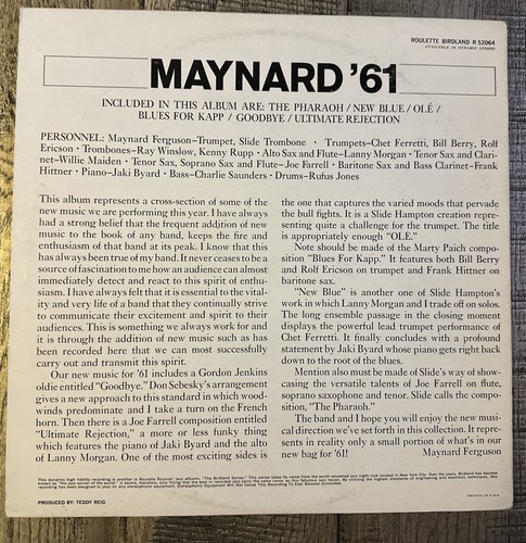 Maynard Ferguson: Maynard ‘61 LP Roulette R-52064 - Picture 2 of 3