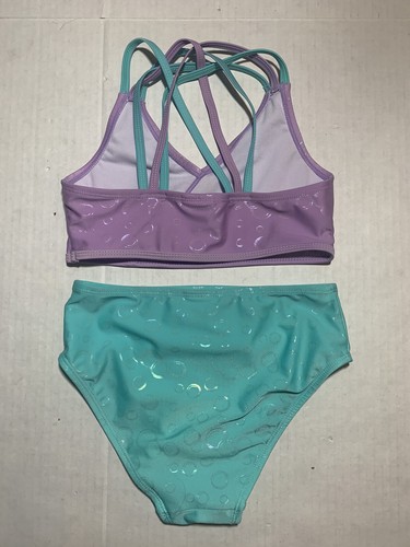 Disney Girls Two Piece Bikini Swimsuit Purple Green Size 9/10 EUC - Picture 2 of 9