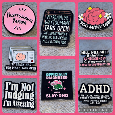 KAUFEN SIE 2 ERHALTEN SIE 1 GRATIS lustige ADHS & Overthinker Emaille Pins neurodivergent, sarkastisch