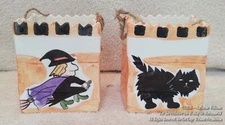 NEW 2 Halloween Candle Luminaries TRICK OR TREAT BAGS with WITCH & BLACK CAT