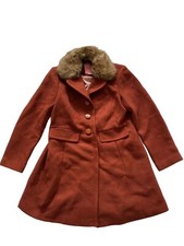 Kate Spade Women's Faux Fur Wool Blend Burnt Orange Med