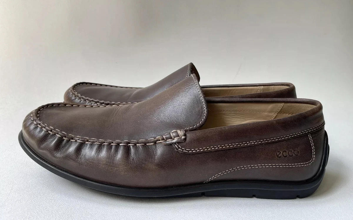 ECCO Brown Leather Moc Toe Loafers Driving Shoes Size 45 -M19 | eBay