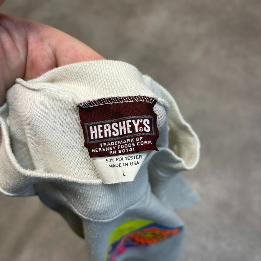 Hersheys T-Shirt Womens Large Vintage 90s Graphic Single Stitch Tee, White image 10