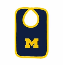 Michigan Wolverines Team Bib Newborn Baby 100% Cotton Zelcro Closure NEW