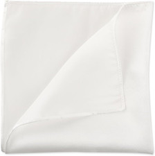 Solid Color Silk Pocket Squares for Men 13.7 Inch Handkerchiefs White