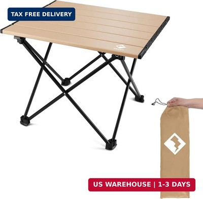 VILLEY Portable Camping Side Table, Ultralight Aluminum Folding Beach Table with