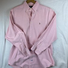 Vintage RALPH LAUREN Flesh Pony Button Front Dress Shirt 90s SZ 16 1/2