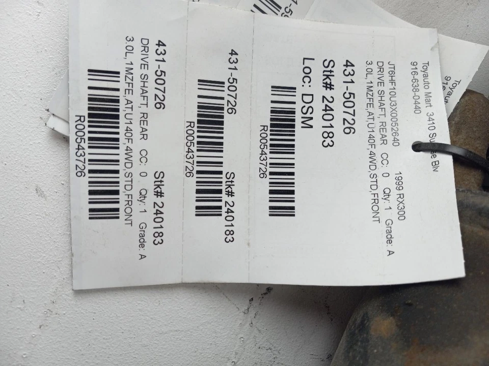 99 00 01 02 03 LEXUS RX300 REAR DRIVE SHAFT 3 PIECE Foto 3 de 4