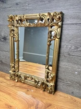 VTG Euromarchi Italian Ornate Gold Gilt Wall Mirror Baroque Rococo Style 16x12”