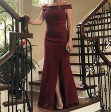 Sherri Hill Burgundy Red Wine Off-Shoulder Prom Dress – Size 10 (Altered)
