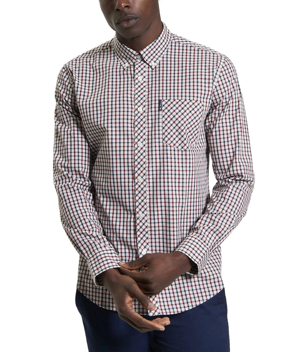 Camicia Casual Ben Sherman In Cotone, Nero, Manica Lunga, Colletto, Vestibilità Slim, Taglia XXL