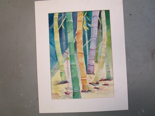 Watercolor painting of Bamboo, original 14" x 10"by Kammerer