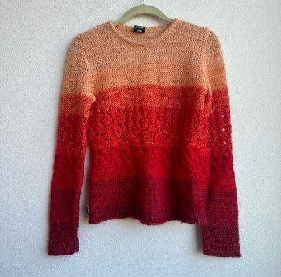MOSCHINO Womens Monhair Ombré Cable Knit Fuzzy Crewneck Sweater Size XS? Small?
